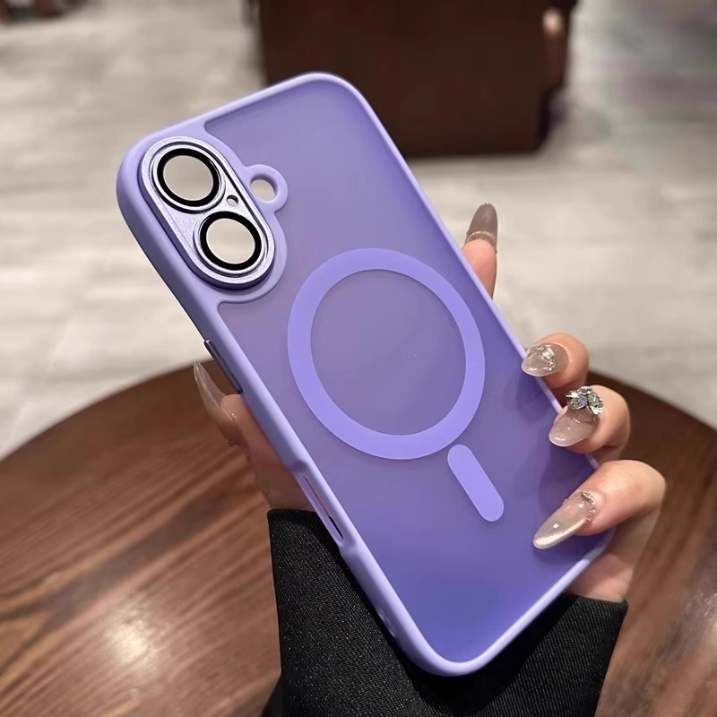 Sobib iPhone 16 Pro mobiiltelefoni ümbrisele, magnetiline imav 15, nahatunnetusega härmas õun 13, läätsekile, õlisprei 11, kaitseümbris