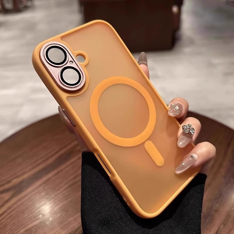 Sobib iPhone 16 Pro mobiiltelefoni ümbrisele, magnetiline imav 15, nahatunnetusega härmas õun 13, läätsekile, õlisprei 11, kaitseümbris