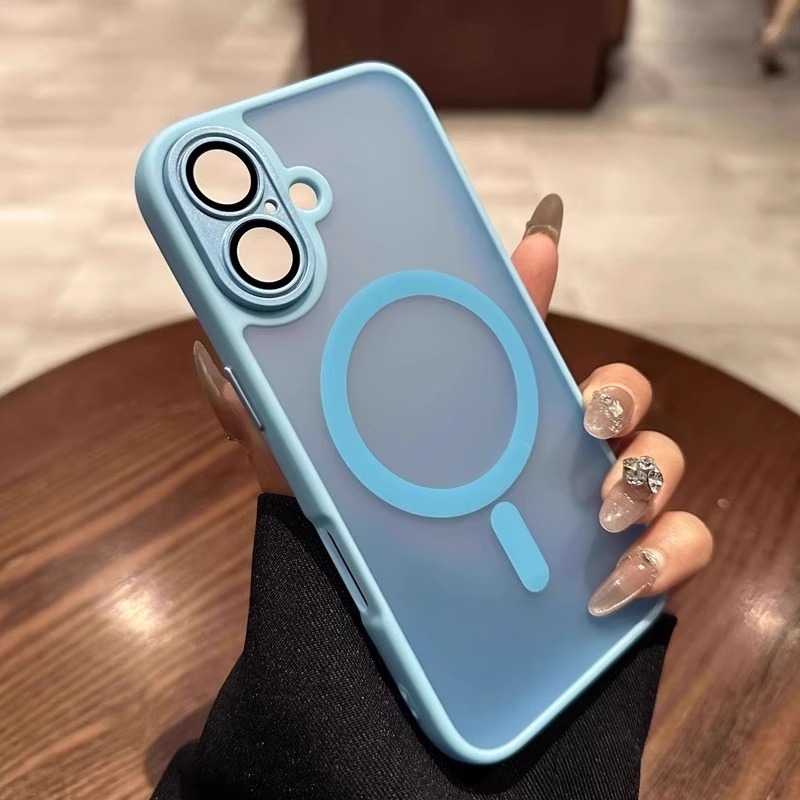 Sobib iPhone 16 Pro mobiiltelefoni ümbrisele, magnetiline imav 15, nahatunnetusega härmas õun 13, läätsekile, õlisprei 11, kaitseümbris