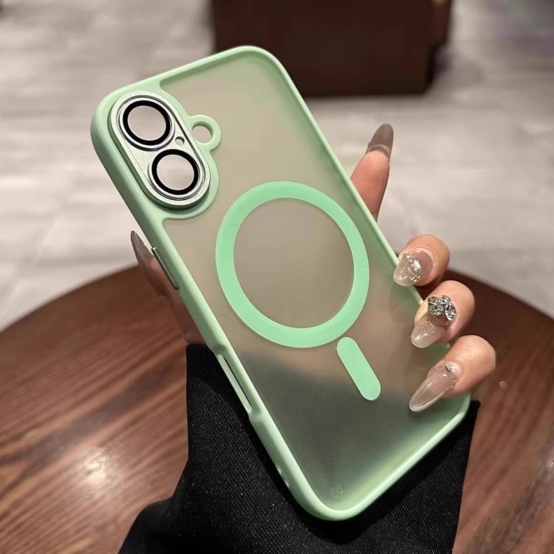 Sobib iPhone 16 Pro mobiiltelefoni ümbrisele, magnetiline imav 15, nahatunnetusega härmas õun 13, läätsekile, õlisprei 11, kaitseümbris