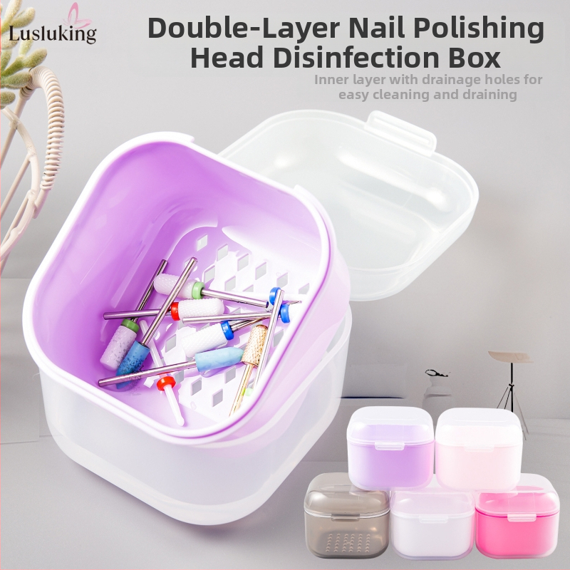 Dezinfekčná a čistiaca krabička na leštiace hlavy na nechty, dezinfekčná miska na manikúrové nástroje, čistiaci filter a namáčací box s alkoholom