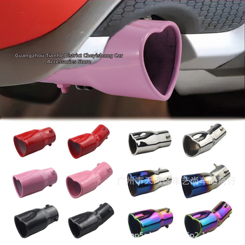 Pārrobežu karsti pārdota automašīna universāla astes kakla sabiezējums sirds formas universāls nerūsējošā tērauda cepts zils izplūdes caurule modificēts izpūtējs