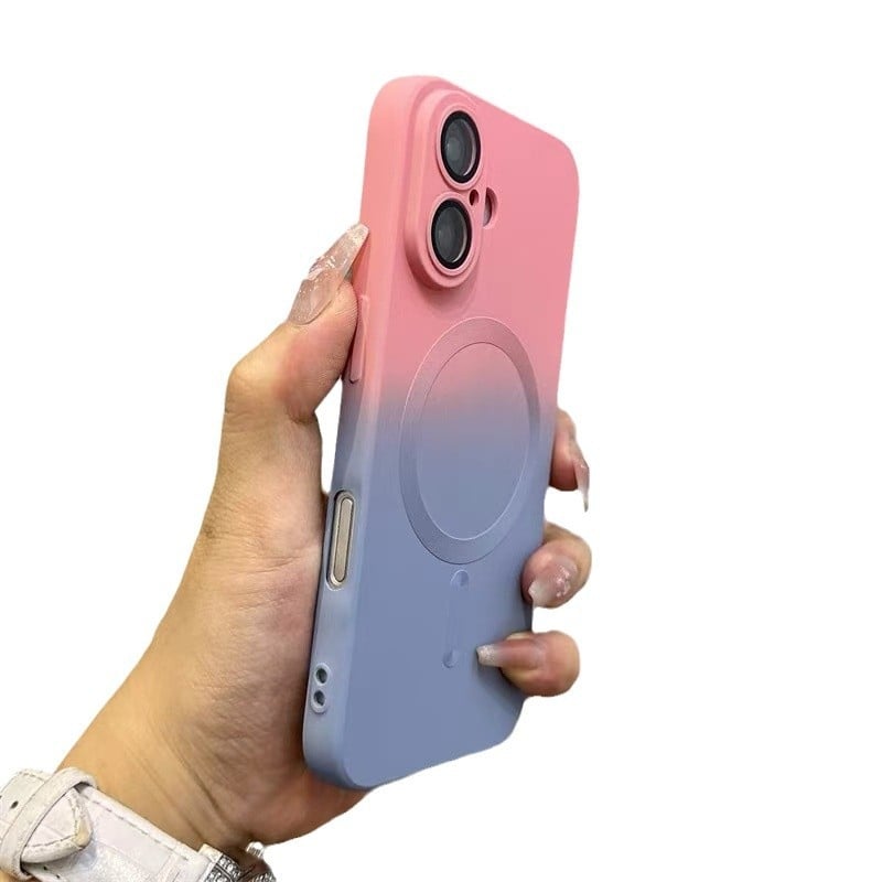 Sobib Apple 17 Promax Gradient magnetilisele telefoniümbrisele, iPhone 16 silikoonkattega, mattklaasiga, 15 objektiiviga, täieliku katvusega, pehme.