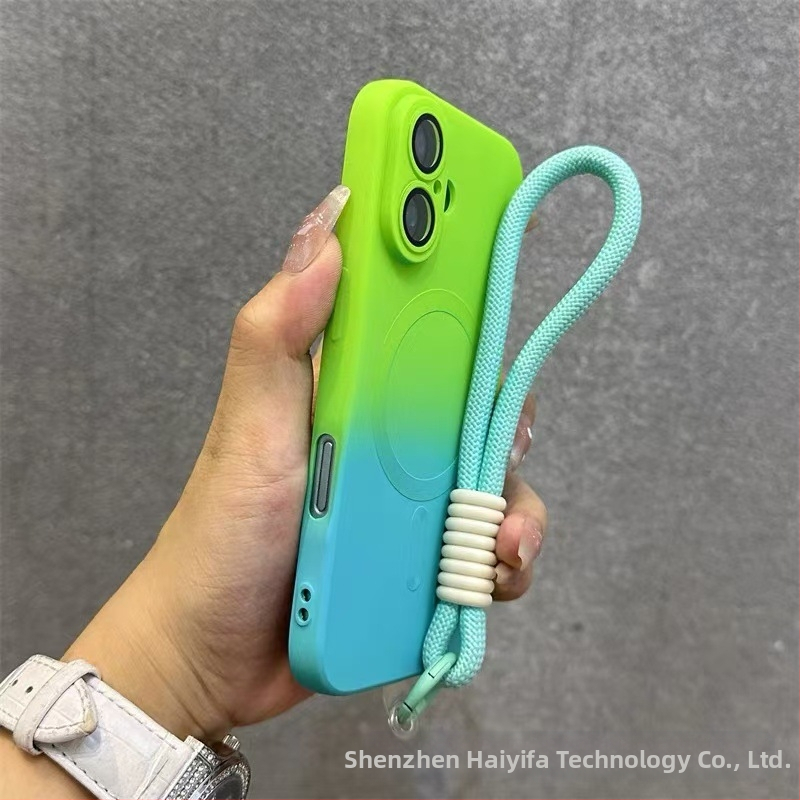 Sobib Apple 17 Promax Gradient magnetilisele telefoniümbrisele, iPhone 16 silikoonkattega, mattklaasiga, 15 objektiiviga, täieliku katvusega, pehme.