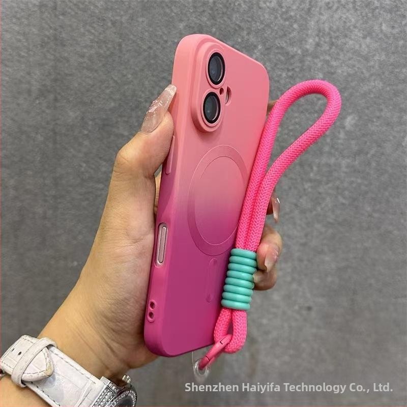 Sobib Apple 17 Promax Gradient magnetilisele telefoniümbrisele, iPhone 16 silikoonkattega, mattklaasiga, 15 objektiiviga, täieliku katvusega, pehme.