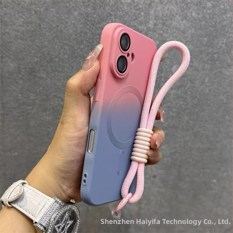 Sobib Apple 17 Promax Gradient magnetilisele telefoniümbrisele, iPhone 16 silikoonkattega, mattklaasiga, 15 objektiiviga, täieliku katvusega, pehme.