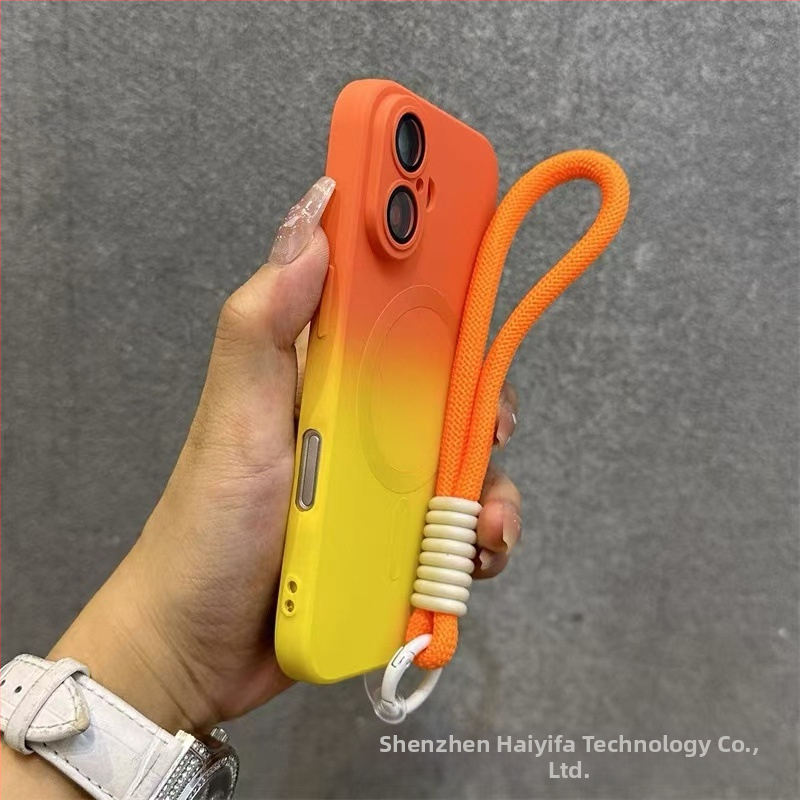 Sobib Apple 17 Promax Gradient magnetilisele telefoniümbrisele, iPhone 16 silikoonkattega, mattklaasiga, 15 objektiiviga, täieliku katvusega, pehme.