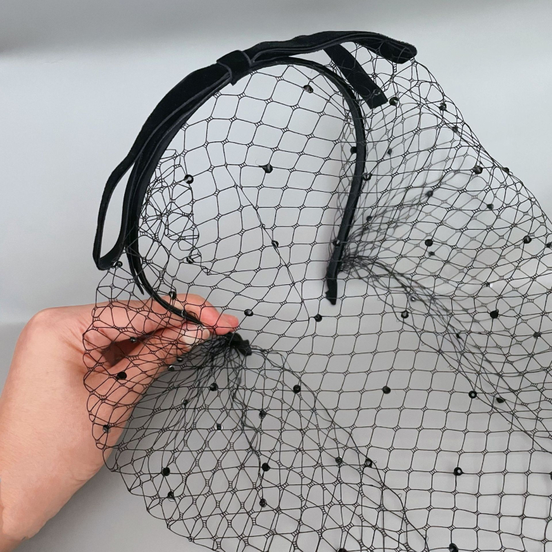 Amazoni juukseaksessuaarid, vintage-stiilis võrkmustriga juukseaksessuaarid, lipsuga looriga juuksekaardid, ballile pulmapeole mõeldud peakatted