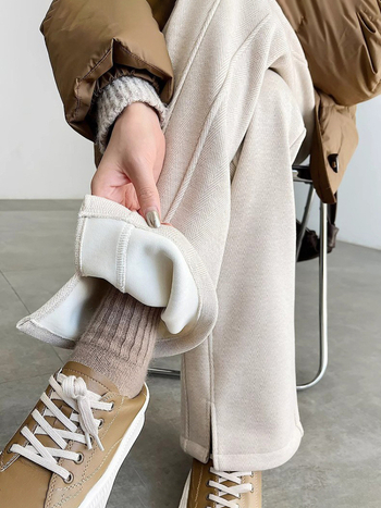 [2471] Naiste sügis- ja talvepüksid, uued sirged püksid, kõrge vöökohaga, paksendatud kalasabamustriga sametist laiad püksid