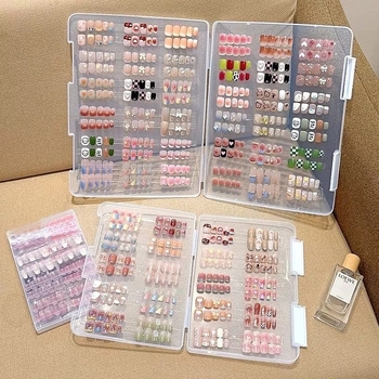 Küünekunsti kantav küünte hoiukarp tolmukindel läbipaistev hoiukorraldaja tahvel küünte stiili töö kuvamise värvikaartide raamat