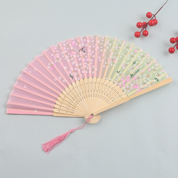 Jaapani kokkupandav lehvik antiikne Hiina antiikne pika käepidemega siidist riidest lehvik meisterdamise kingitus kaks rohelise tantsu lehviku tehas hulgimüük