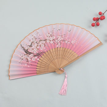 Jaapani kokkupandav lehvik antiikne Hiina antiikne pika käepidemega siidist riidest lehvik meisterdamise kingitus kaks rohelise tantsu lehviku tehas hulgimüük