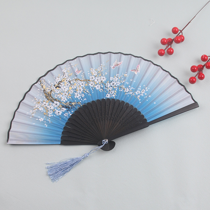 Jaapani kokkupandav lehvik antiikne Hiina antiikne pika käepidemega siidist riidest lehvik meisterdamise kingitus kaks rohelise tantsu lehviku tehas hulgimüük