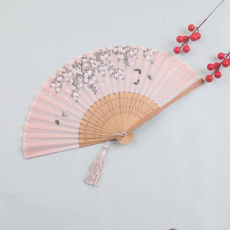 Jaapani kokkupandav lehvik antiikne Hiina antiikne pika käepidemega siidist riidest lehvik meisterdamise kingitus kaks rohelise tantsu lehviku tehas hulgimüük