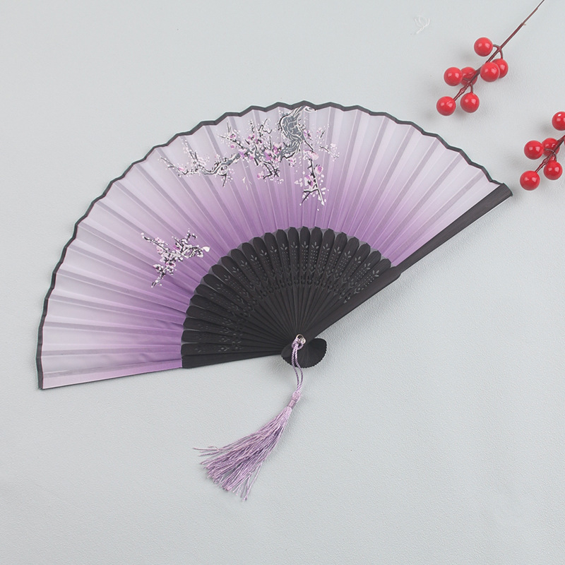 Jaapani kokkupandav lehvik antiikne Hiina antiikne pika käepidemega siidist riidest lehvik meisterdamise kingitus kaks rohelise tantsu lehviku tehas hulgimüük