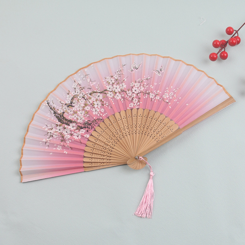 Jaapani kokkupandav lehvik antiikne Hiina antiikne pika käepidemega siidist riidest lehvik meisterdamise kingitus kaks rohelise tantsu lehviku tehas hulgimüük