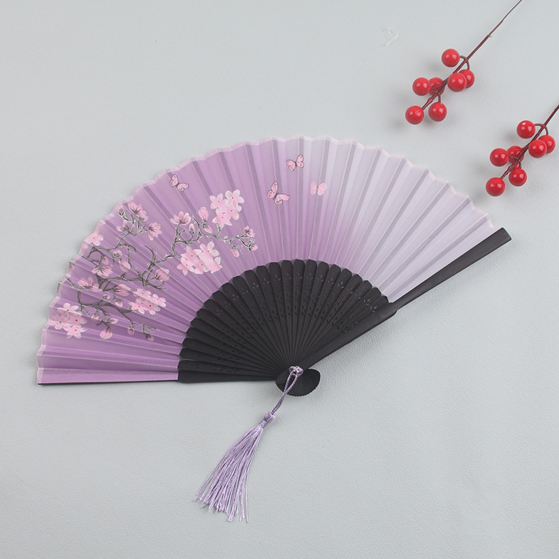 Jaapani kokkupandav lehvik antiikne Hiina antiikne pika käepidemega siidist riidest lehvik meisterdamise kingitus kaks rohelise tantsu lehviku tehas hulgimüük