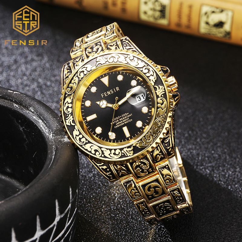 Guochao cirsts Fen Shi 2021 cietā tērauda joslas kalendāra kvarca pulkstenis, modes vīriešu pulksteņu rūpnīcas vairumtirdzniecības liels ciparnīcas modelis