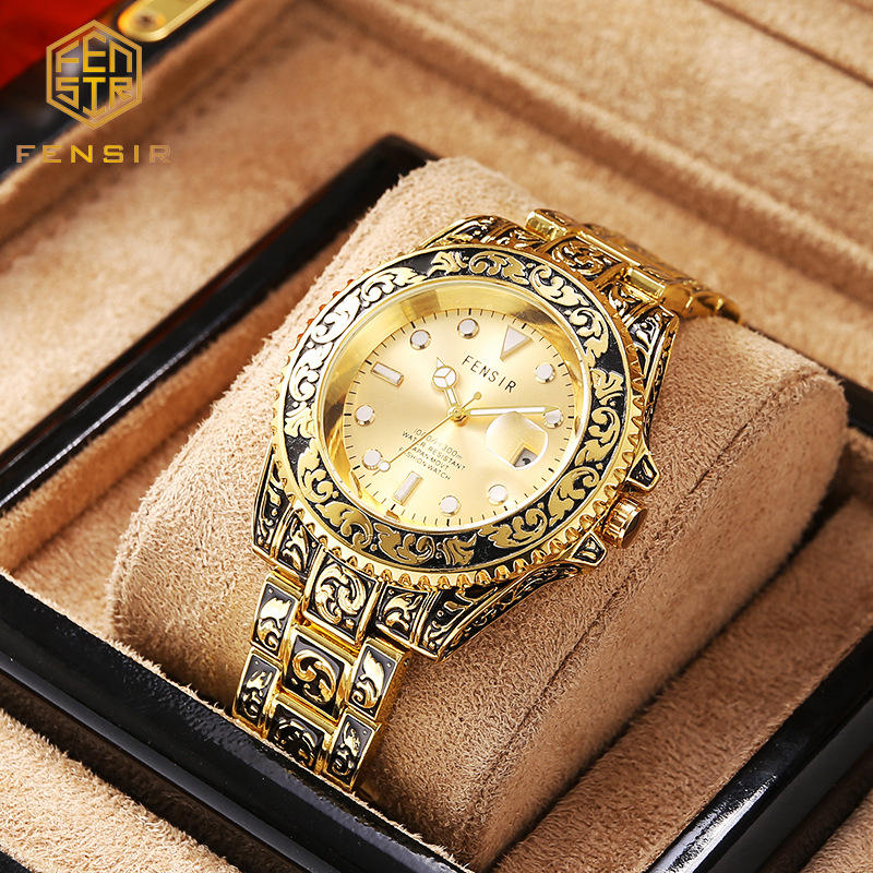 Guochao cirsts Fen Shi 2021 cietā tērauda joslas kalendāra kvarca pulkstenis, modes vīriešu pulksteņu rūpnīcas vairumtirdzniecības liels ciparnīcas modelis