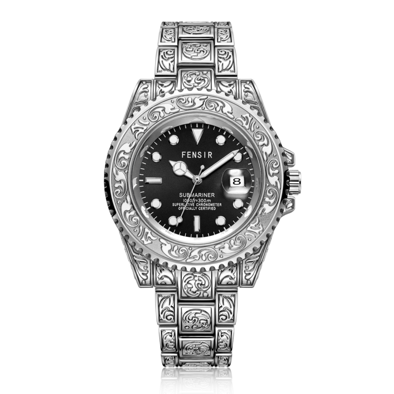 Guochao nikerdatud Fen Shi 2021 tahke terasest ribaga kalendriga kvartskella moodne meeste käekell tehase hulgimüügist suure numbrilauaga