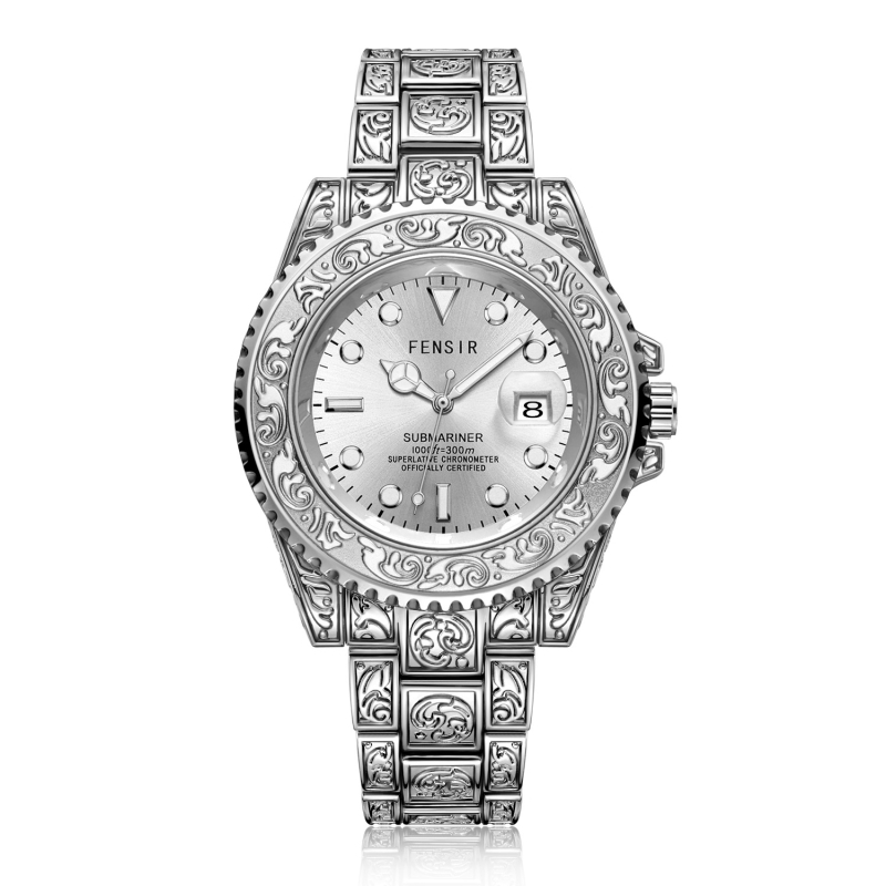 Guochao nikerdatud Fen Shi 2021 tahke terasest ribaga kalendriga kvartskella moodne meeste käekell tehase hulgimüügist suure numbrilauaga