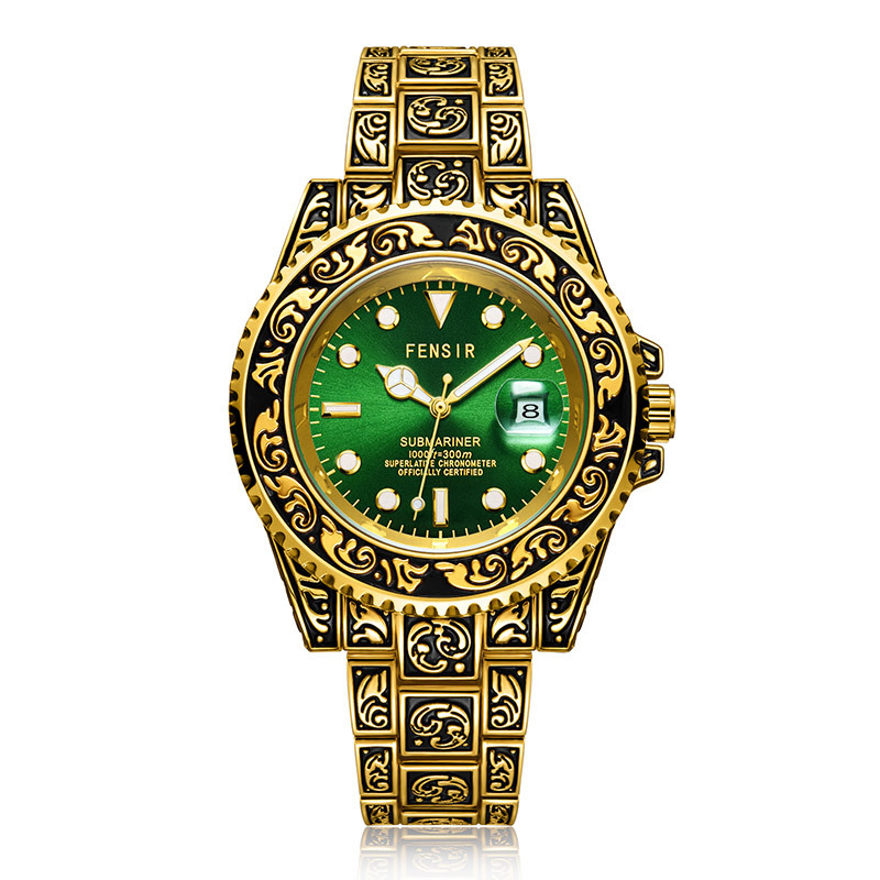 Guochao nikerdatud Fen Shi 2021 tahke terasest ribaga kalendriga kvartskella moodne meeste käekell tehase hulgimüügist suure numbrilauaga