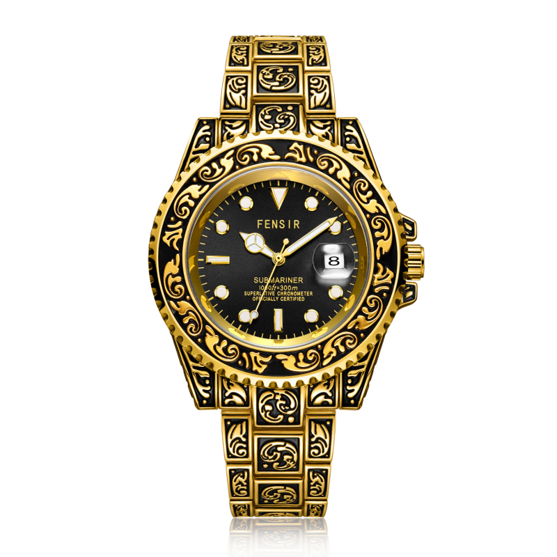 Guochao nikerdatud Fen Shi 2021 tahke terasest ribaga kalendriga kvartskella moodne meeste käekell tehase hulgimüügist suure numbrilauaga