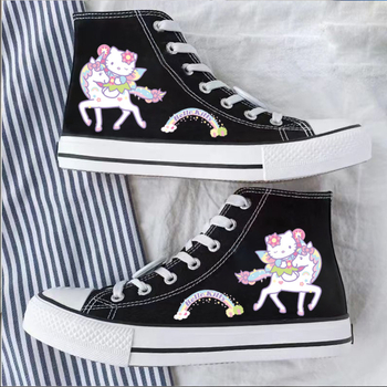 2025. aasta tüdrukute lõuendikingad, uued kevadised Jaapani stiilis tudengite tossud, Cartoon KT kõrged lõuendikingad