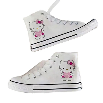 2025. aasta tüdrukute lõuendikingad, uued kevadised Jaapani stiilis tudengite tossud, Cartoon KT kõrged lõuendikingad