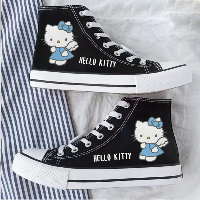 2025. aasta tüdrukute lõuendikingad, uued kevadised Jaapani stiilis tudengite tossud, Cartoon KT kõrged lõuendikingad