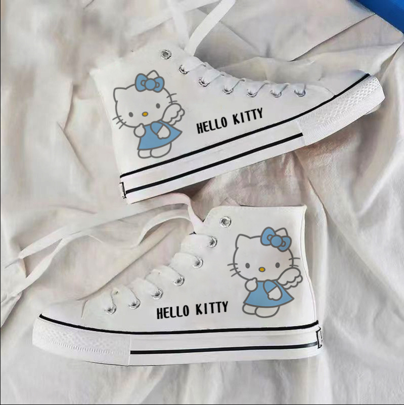 2025. aasta tüdrukute lõuendikingad, uued kevadised Jaapani stiilis tudengite tossud, Cartoon KT kõrged lõuendikingad