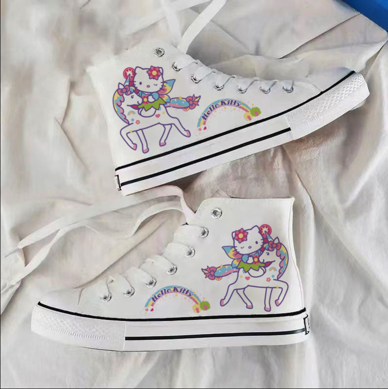 2025. aasta tüdrukute lõuendikingad, uued kevadised Jaapani stiilis tudengite tossud, Cartoon KT kõrged lõuendikingad