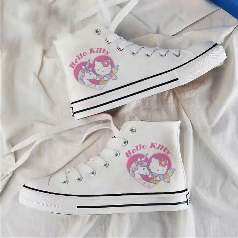 2025. aasta tüdrukute lõuendikingad, uued kevadised Jaapani stiilis tudengite tossud, Cartoon KT kõrged lõuendikingad