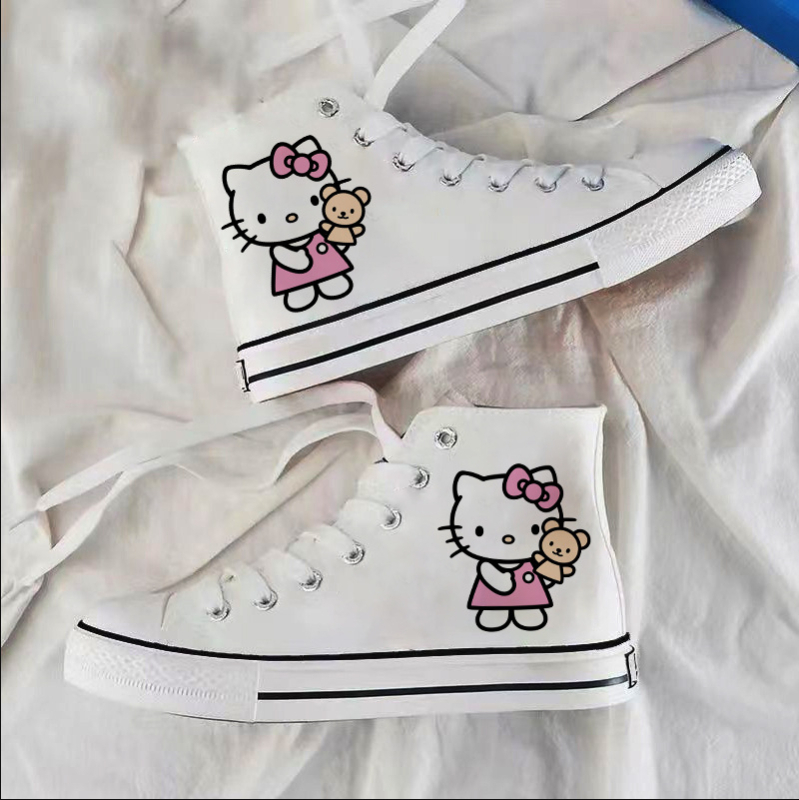 2025. aasta tüdrukute lõuendikingad, uued kevadised Jaapani stiilis tudengite tossud, Cartoon KT kõrged lõuendikingad