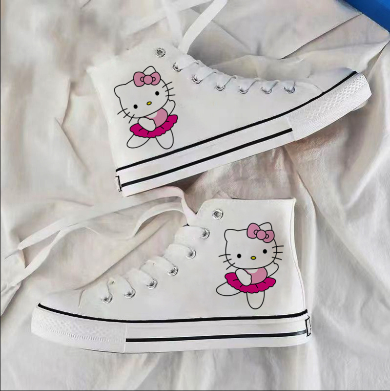 2025. aasta tüdrukute lõuendikingad, uued kevadised Jaapani stiilis tudengite tossud, Cartoon KT kõrged lõuendikingad