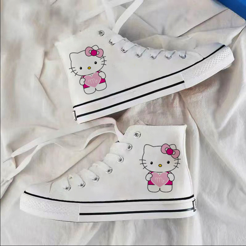 2025. aasta tüdrukute lõuendikingad, uued kevadised Jaapani stiilis tudengite tossud, Cartoon KT kõrged lõuendikingad