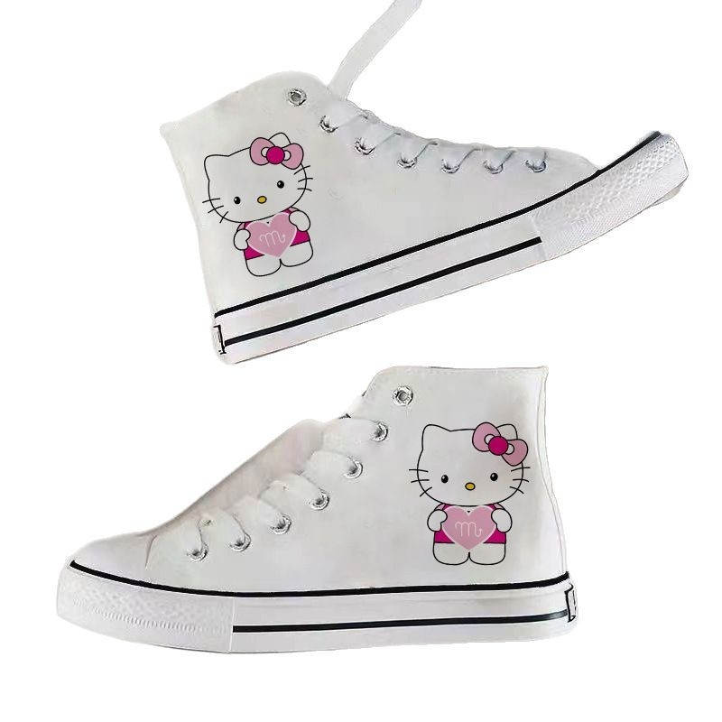 2025. aasta tüdrukute lõuendikingad, uued kevadised Jaapani stiilis tudengite tossud, Cartoon KT kõrged lõuendikingad