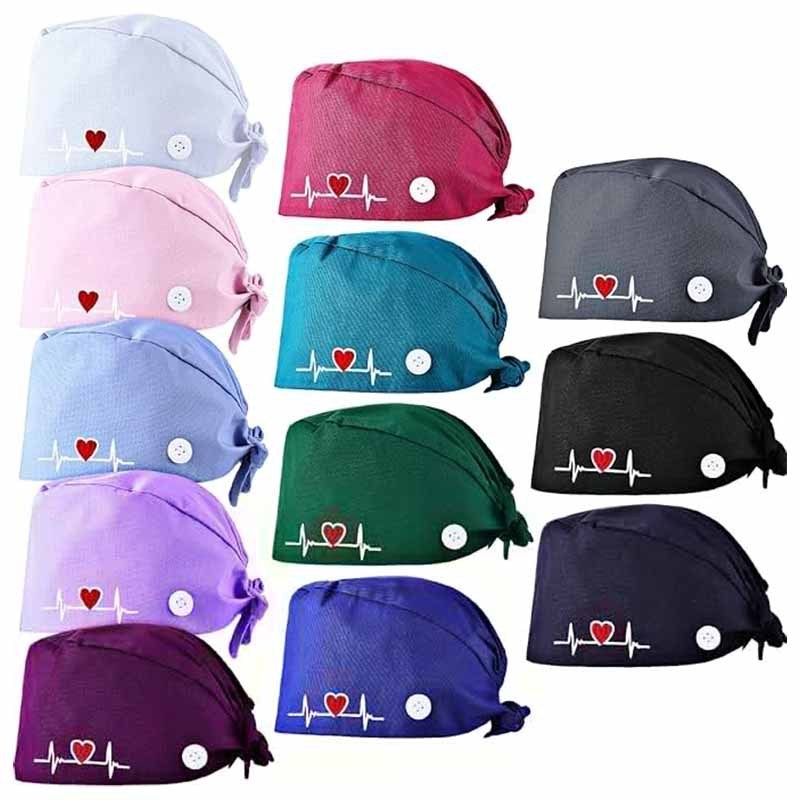 Amazon medmāsas cepure, operāciju zāles ķirbja formas kaklasaites formas cepure ar pogu, sviedru joslu, neitrāla, matēta cepure-uzvalks