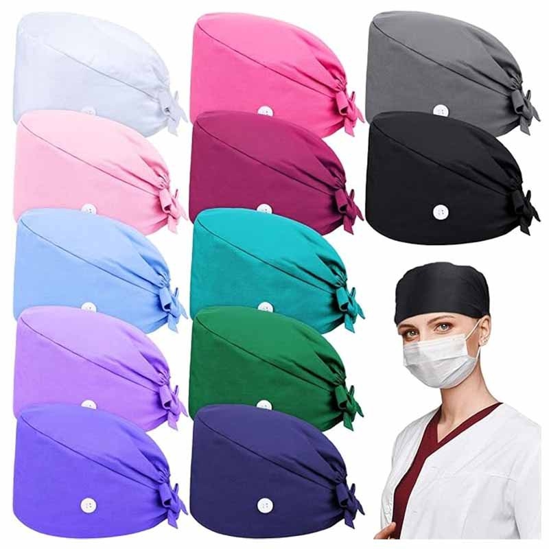 Amazon medmāsas cepure, operāciju zāles ķirbja formas kaklasaites formas cepure ar pogu, sviedru joslu, neitrāla, matēta cepure-uzvalks