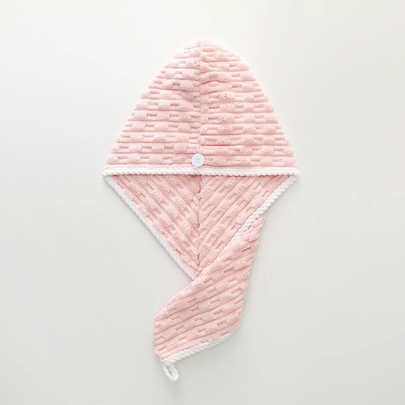 Uus bambusest sametist lainelise servaga ühekihiline korallist sametist dušimüts, pehme imav turban, täiskasvanutele mõeldud majapidamiskommivärvi dušimüts