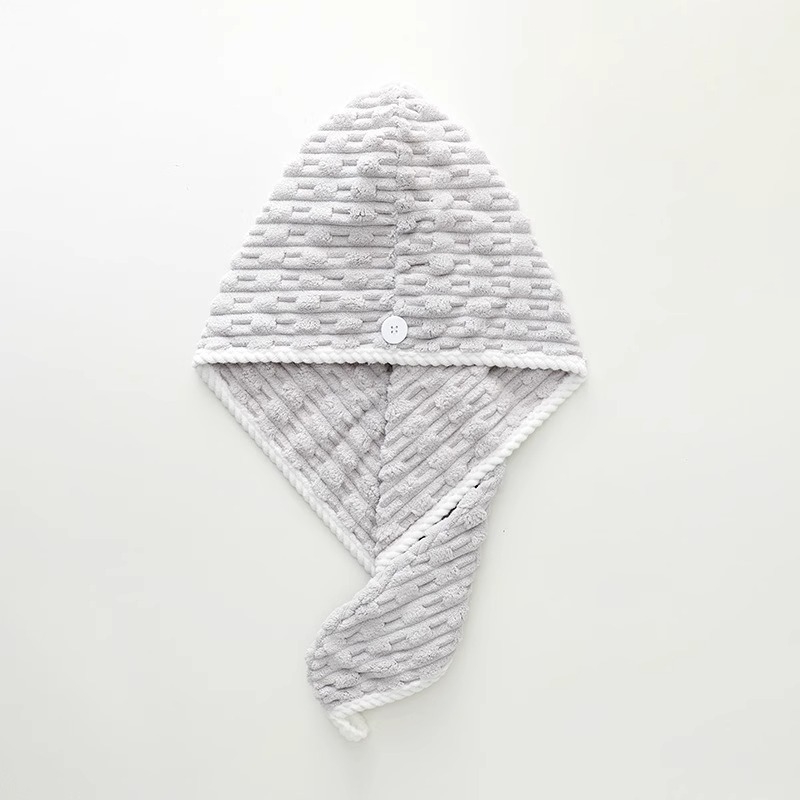 Uus bambusest sametist lainelise servaga ühekihiline korallist sametist dušimüts, pehme imav turban, täiskasvanutele mõeldud majapidamiskommivärvi dušimüts