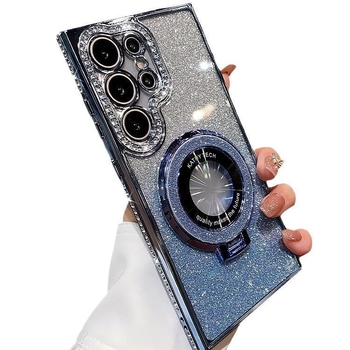 Sobib Samsung S25 kaitseümbrisele S22 servapuuriga mobiiltelefoniümbrisele S24 läbipaistvale kivikestega magnetilisele hoidikule A56 kukkumisvastase sädeleva pulbriga