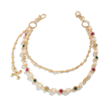 Euroopa ja Ameerika piiriülese disainiga pärlitega õieketi imitatsioon, püksikett, hiphopvärvi teemantrist vöökohaga ketiga ripats