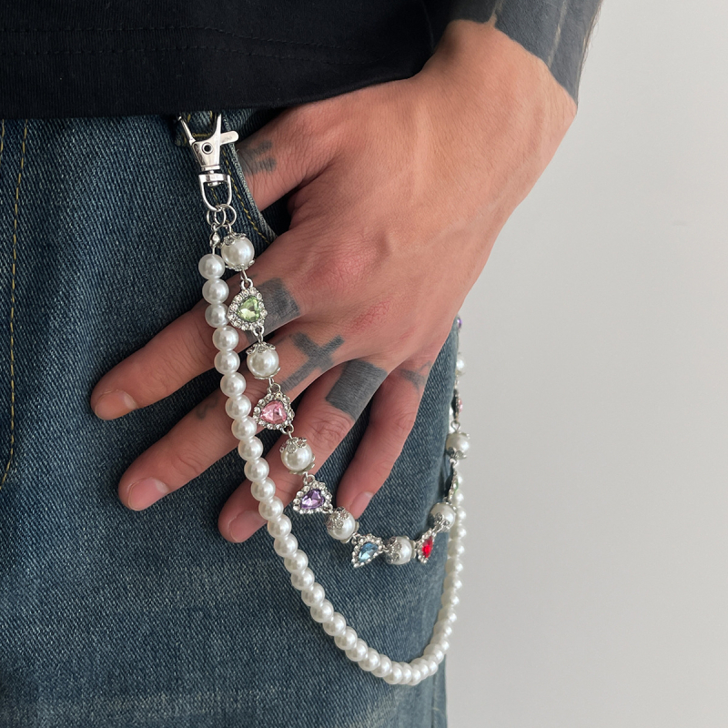 Euroopa ja Ameerika piiriülese disainiga pärlitega õieketi imitatsioon, püksikett, hiphopvärvi teemantrist vöökohaga ketiga ripats