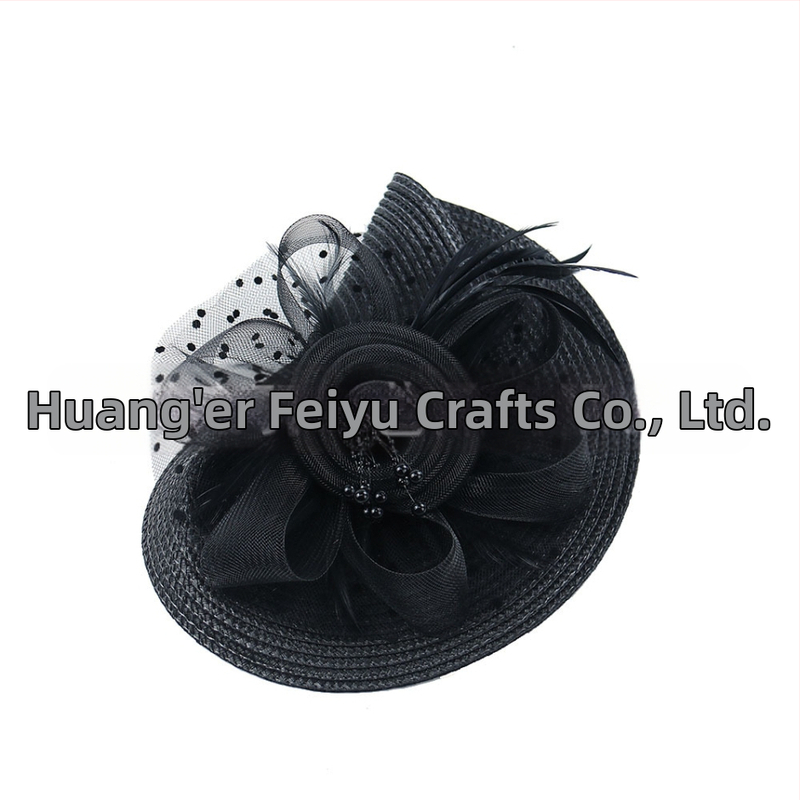 Популярни Amazon Малка шапка за глава Европейски и американски булчински шапки Хелоуин Мрежести аксесоари за коса с пера Жокей клубна шапка