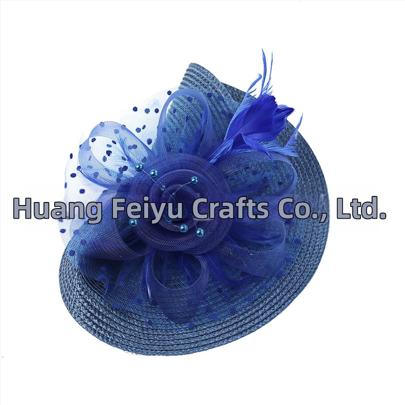 Популярни Amazon Малка шапка за глава Европейски и американски булчински шапки Хелоуин Мрежести аксесоари за коса с пера Жокей клубна шапка