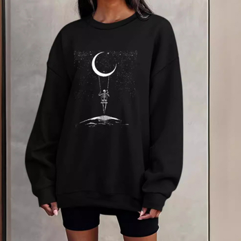 Piiriülene temu AliExpressist uus pikkade varrukatega naiste Top Streeti kolju- ja kirjaprindiga kampsun