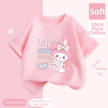 Laste lühikeste varrukatega T-särk suvi 2025 uue stiiliga tüdrukute T-särk puhtast puuvillast topp suvine tüdrukute võikaru suvekleit