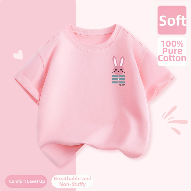 Laste lühikeste varrukatega T-särk suvi 2025 uue stiiliga tüdrukute T-särk puhtast puuvillast topp suvine tüdrukute võikaru suvekleit