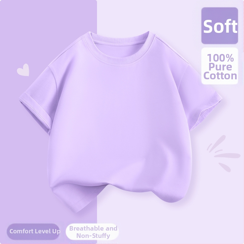 Laste lühikeste varrukatega T-särk suvi 2025 uue stiiliga tüdrukute T-särk puhtast puuvillast topp suvine tüdrukute võikaru suvekleit